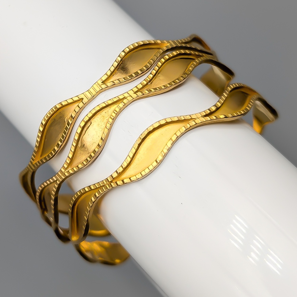 18cm 3 st Stela Vågiga Armband i Guld 21K 31.41g