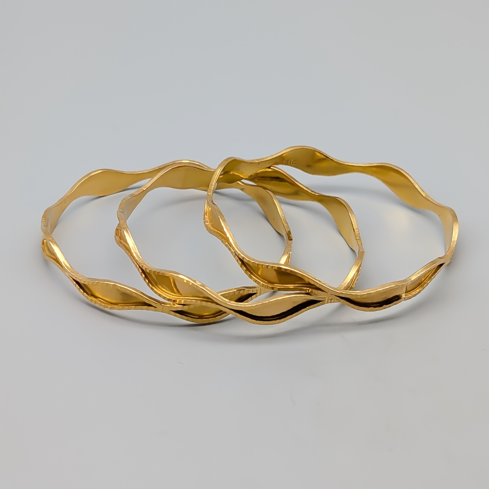 18cm 3 st Stela Vågiga Armband i Guld 21K 31.41g - Bild 2