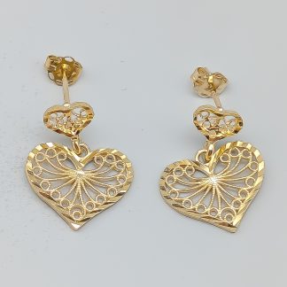 Örhängen i Guld Hjärta i Filigran 14K 2.01g 18mm