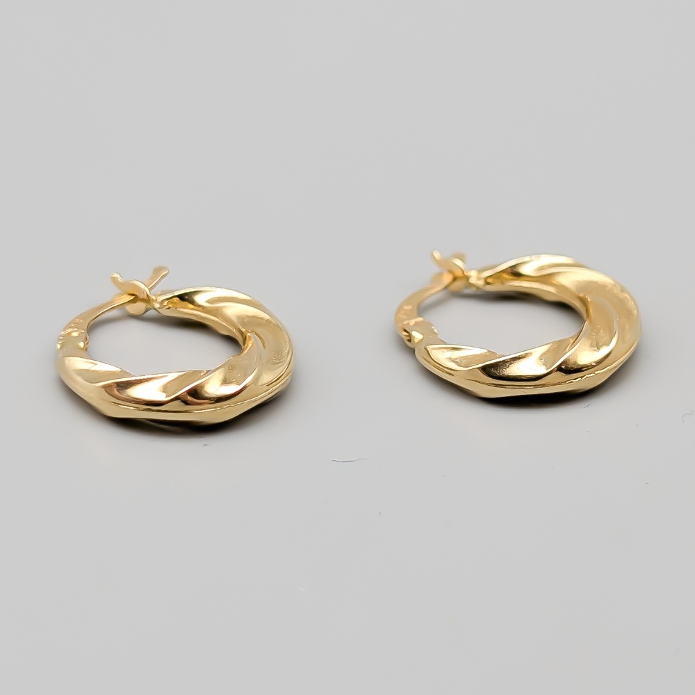 Creoler i Guld 18K 1.05g 15mm - Bild 2