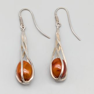 Örhängen i Silver med Orangea Stenar S925 7.92g 57mm
