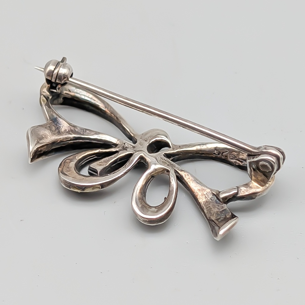 Brosch i Silver Rosett med Markasiter S830 3.28g 31mm - Bild 2