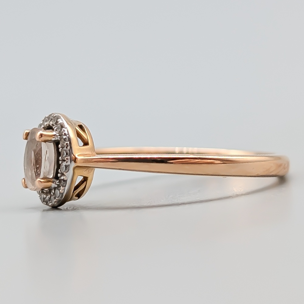 Diamantring i Guld med Morganit 18K 2.18g 17.5mm - Bild 2