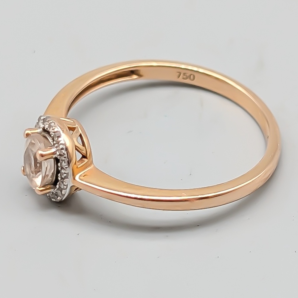 Diamantring i Guld med Morganit 18K 2.18g 17.5mm - Bild 3