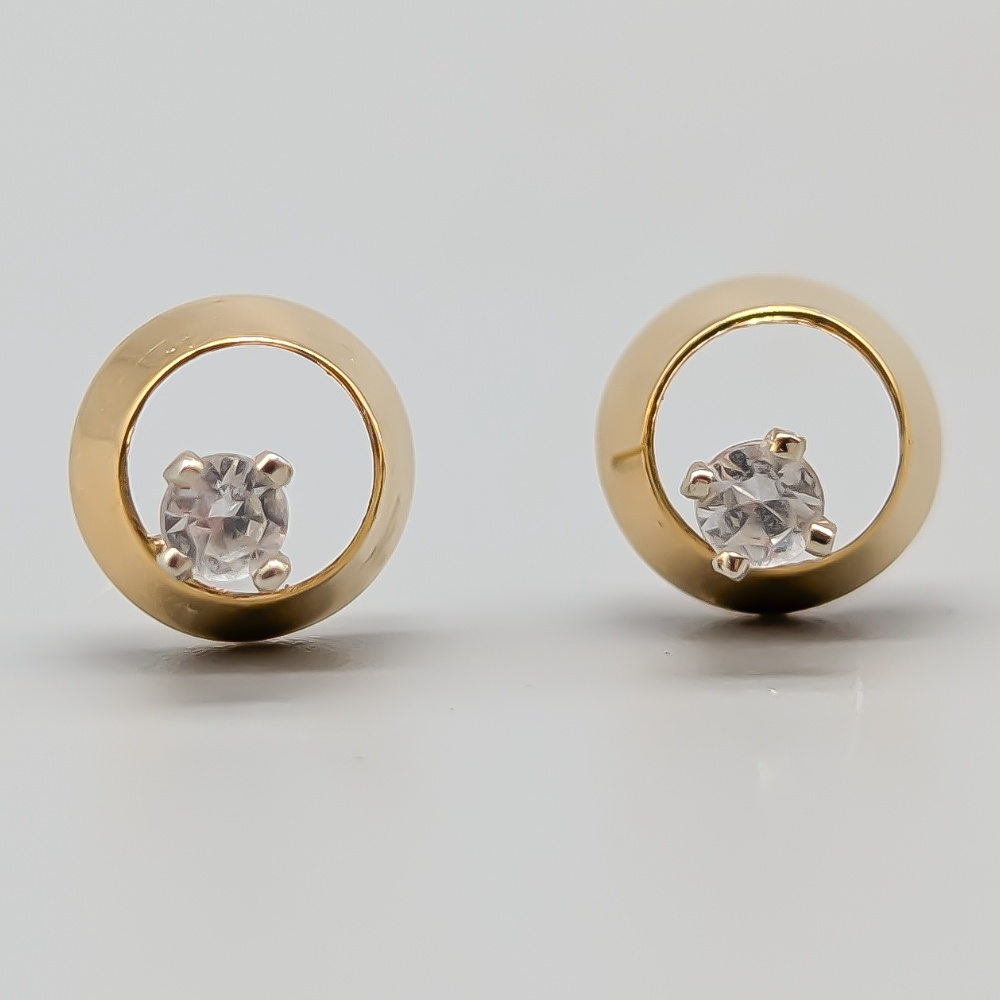 Örhängen i Guld med Vita Stenar 18K 0.97g 8mm