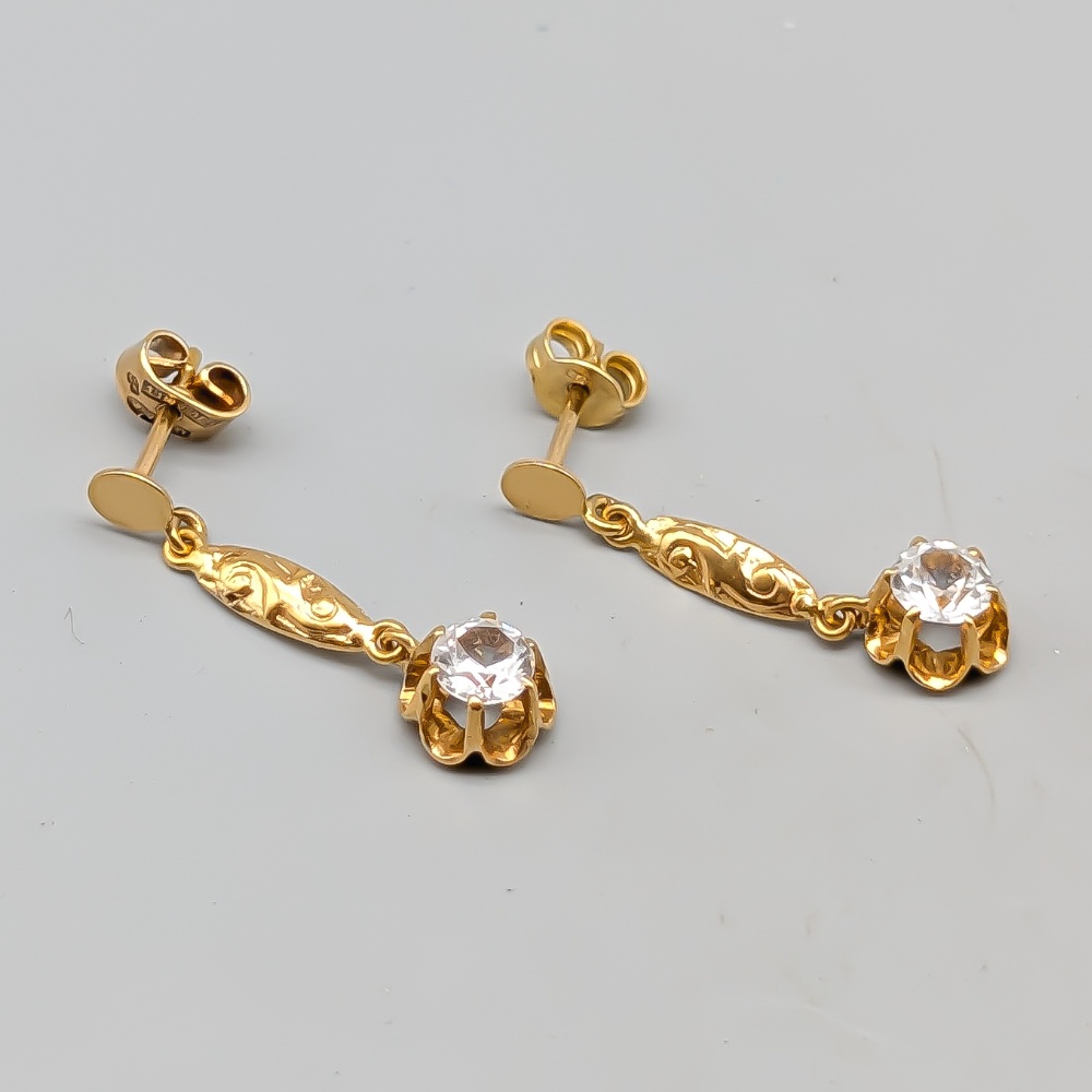 Örhängen i Guld med Vita Stenar 18K 2.55g 24mm