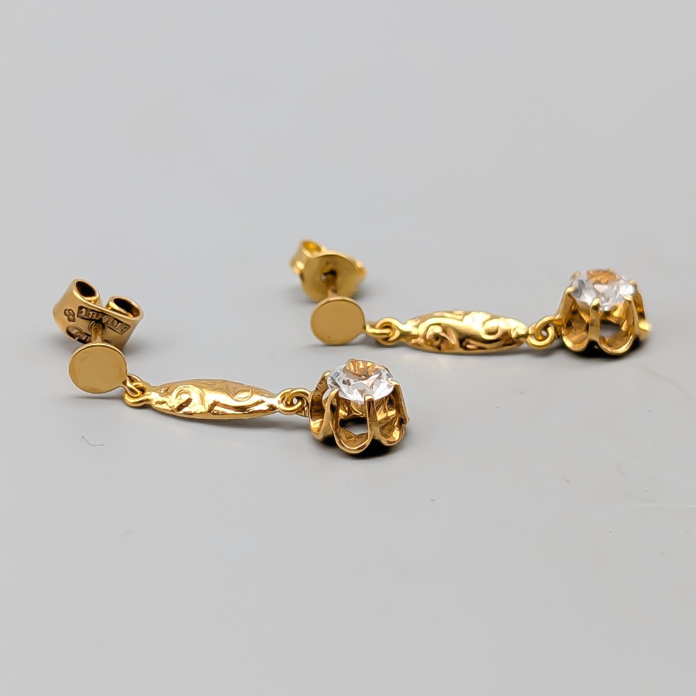 Örhängen i Guld med Vita Stenar 18K 2.55g 24mm - Bild 2