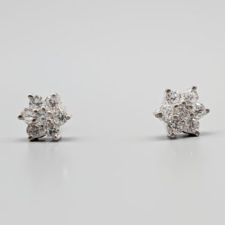 Örhängen i Silver med Vita Stenar Blomma S925 2.02g 9mm