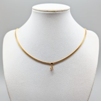 50cm Pansarlänk i Guld med Hänge med Vit Sten 18K 14.1g