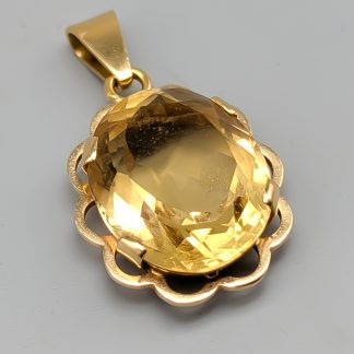 Hänge i Guld med Gul Sten 18K 7.27g 24mm