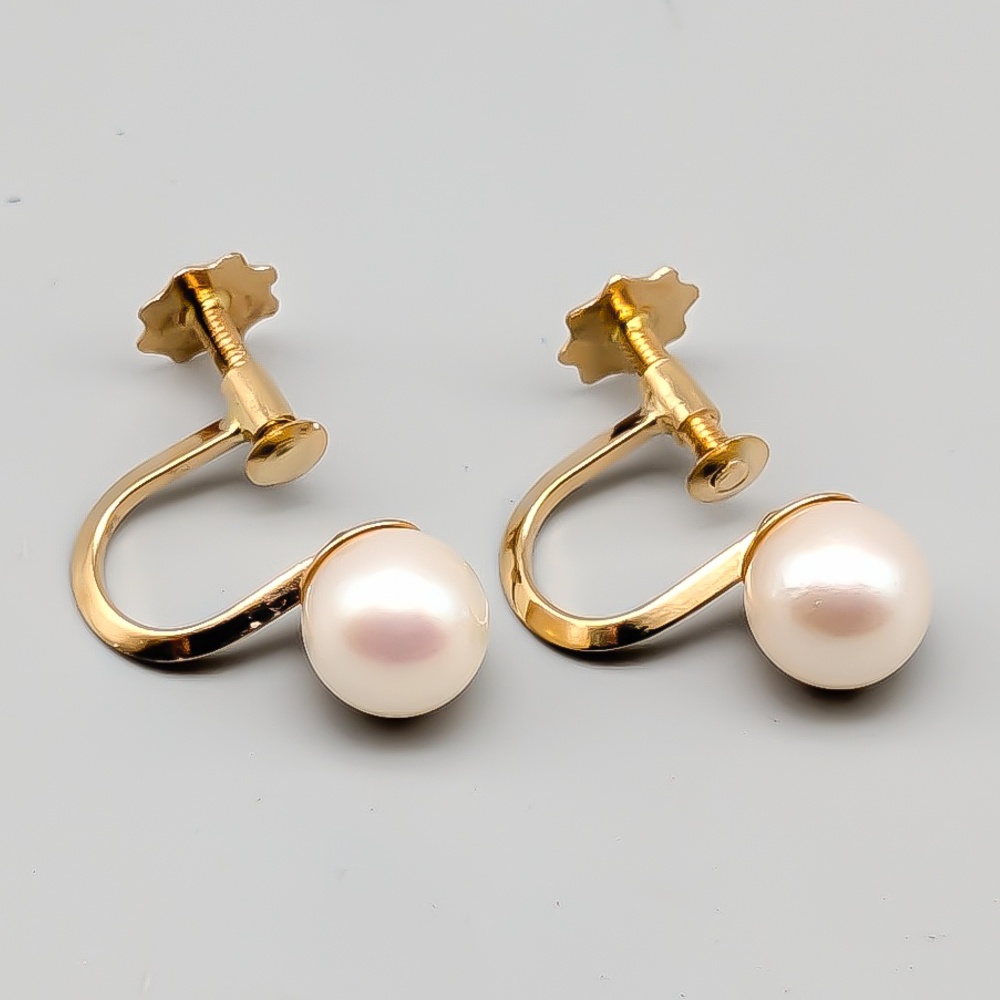 Clips i Guld med Odlade Pärlor 18K 1.99g 13mm