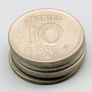 6 st 10 öre Sverige 1952-1962 S400 8.72g 15mm