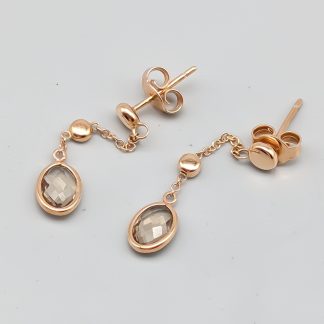 Örhängen i Roséguld med Bruna Stenar 18K 2.23g 34mm
