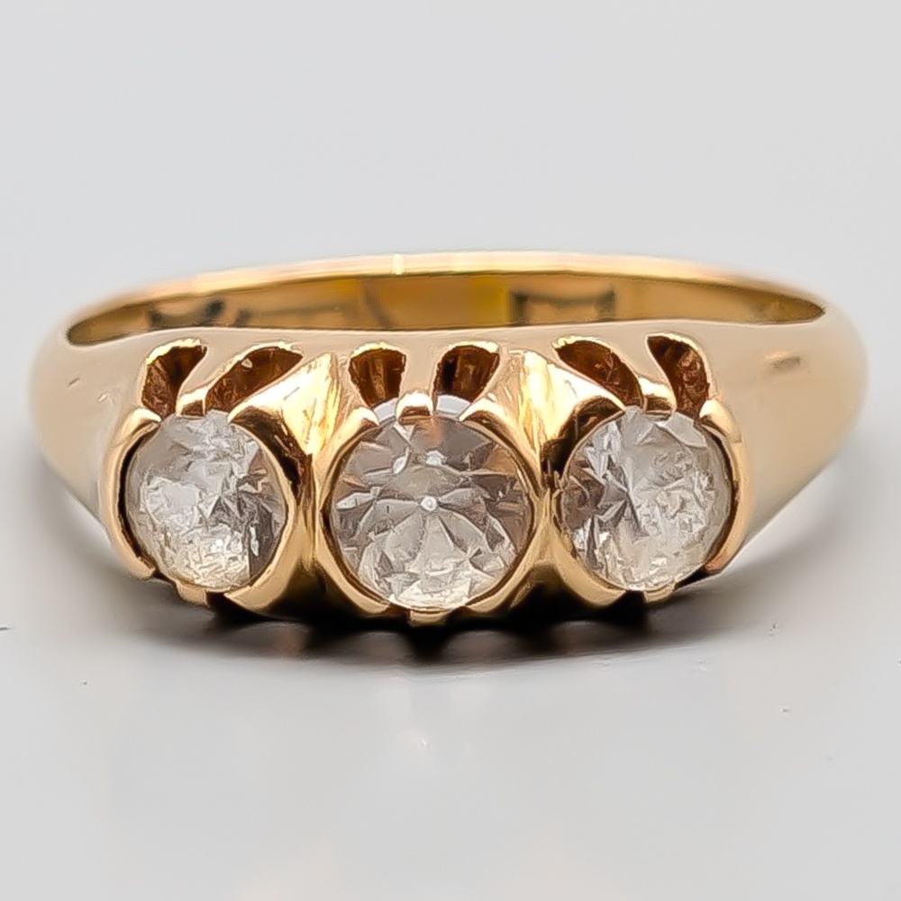 Antik Ring i Guld med Vita Stenar 18K 4.85g 18.25mm
