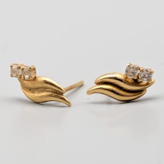 Örhängen i Guld med Vita Stenar 18K 0.67g 10mm