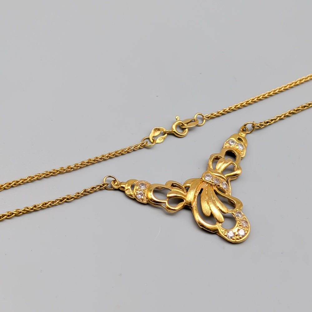 44.5cm Halsband i Guld med Vita Stenar 21K 10.53g - Bild 2