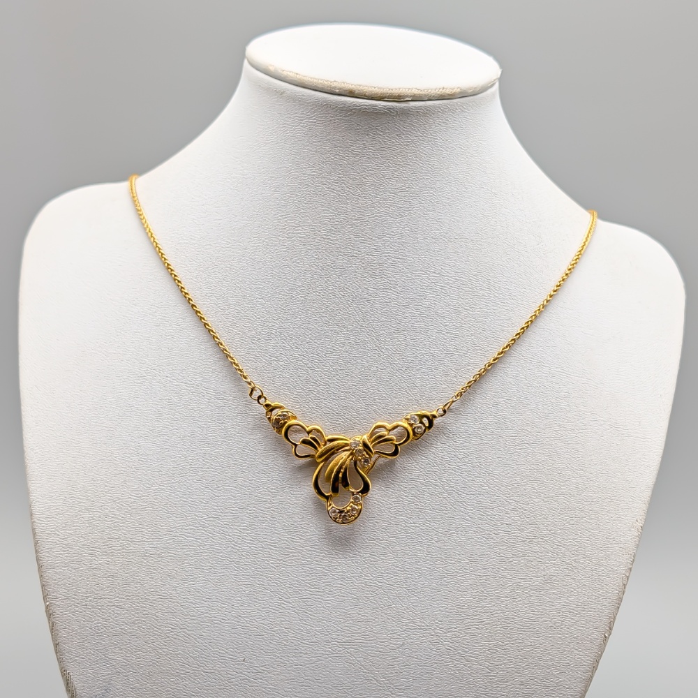 44.5cm Halsband i Guld med Vita Stenar 21K 10.53g