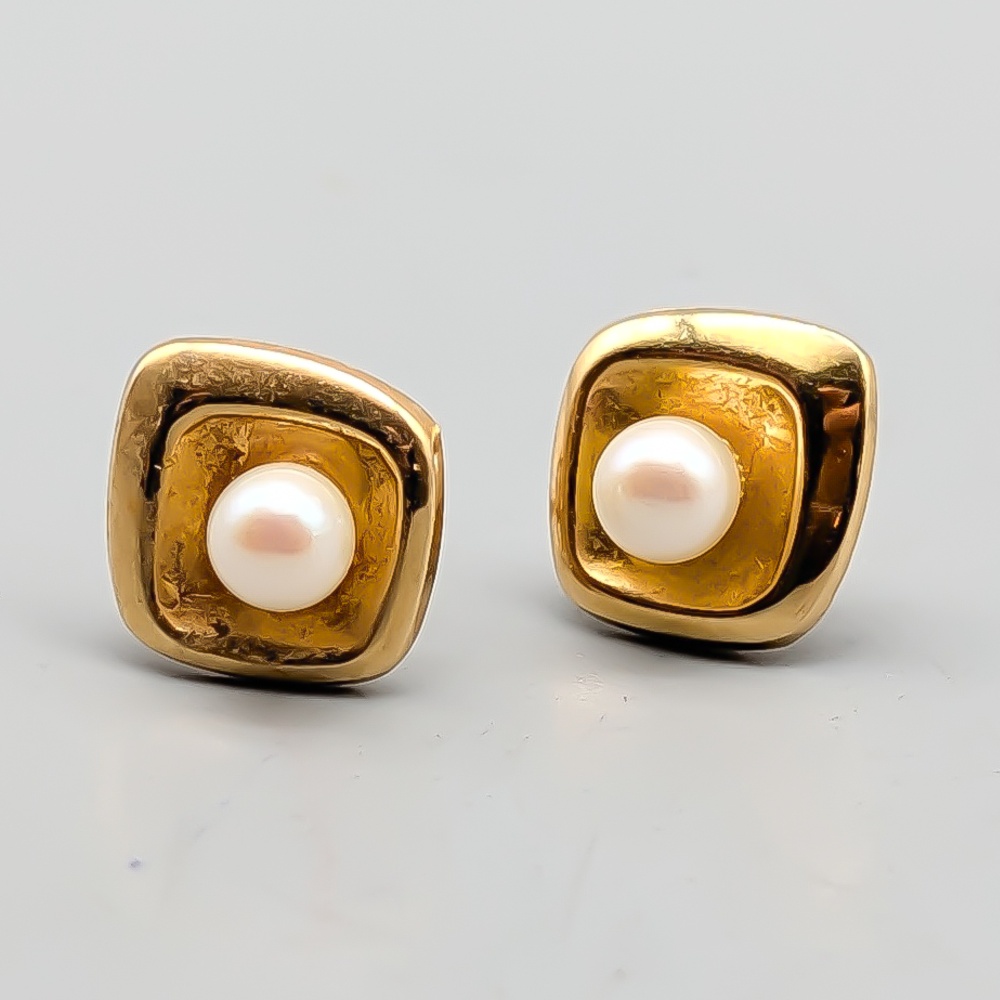 Örhängen i Guld med Odlade Pärlor 18K 1.2g 10mm