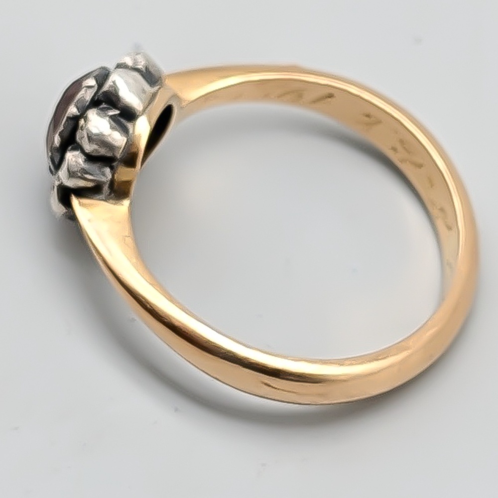 Ring i Guld med Orange Stenar och Markasiter 18K 6.48g 19.25mm - Bild 2