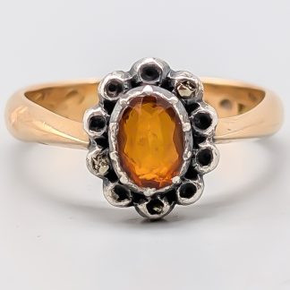 Ring i Guld med Orange Stenar och Markasiter 18K 6.48g 19.25mm