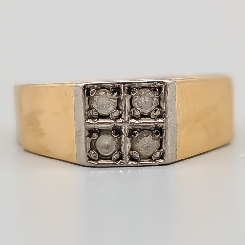 Ring i Flerfärgat Guld med Vita Stenar 18K 2.94g 18mm