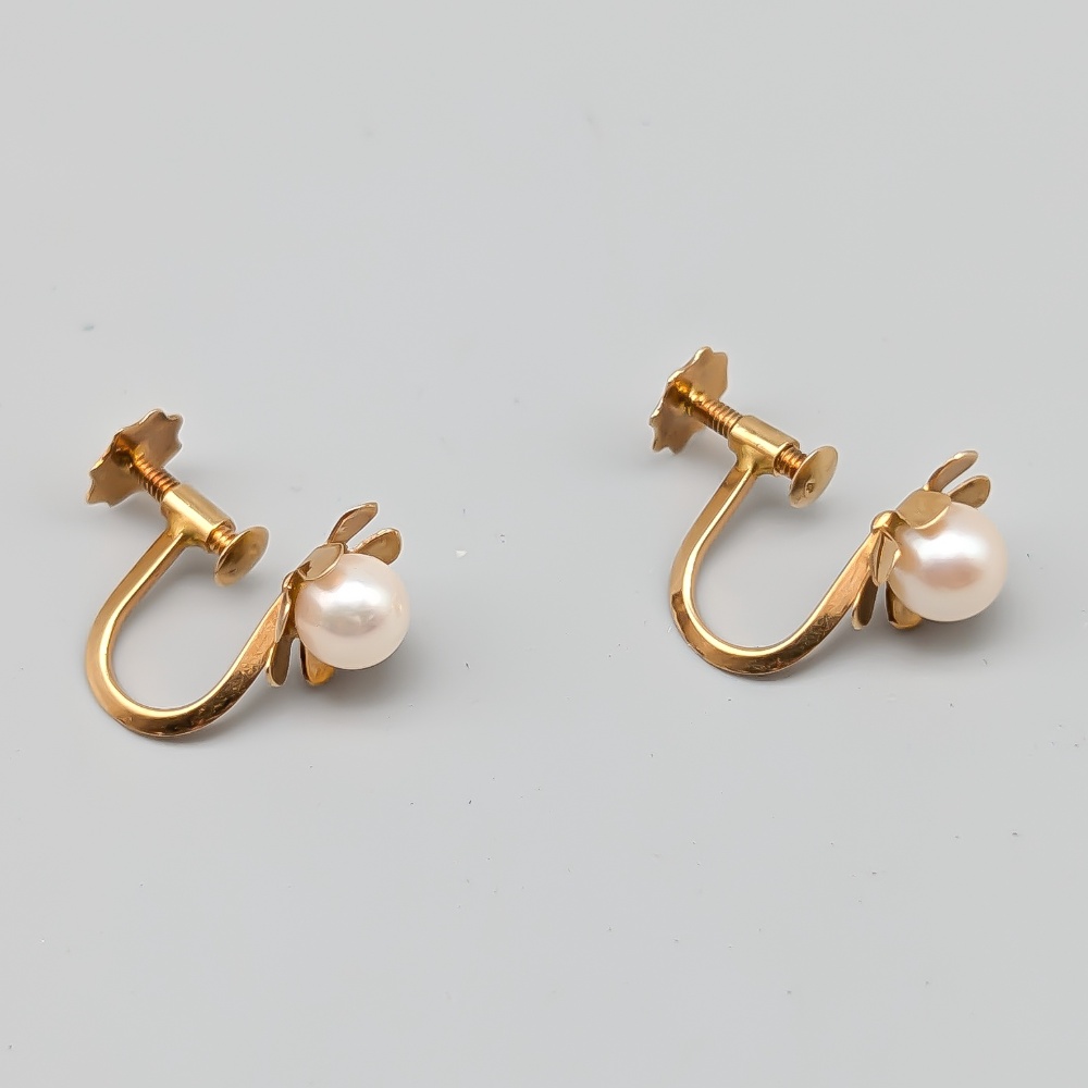 Clips i Guld med Odlade Pärlor 18K 1.75g 12mm - Bild 2