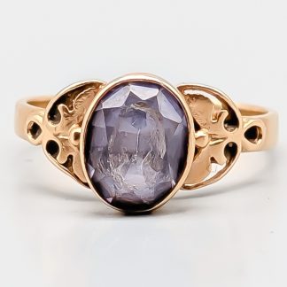 Ring i Guld med Lila Sten 14K 3.2g 17mm