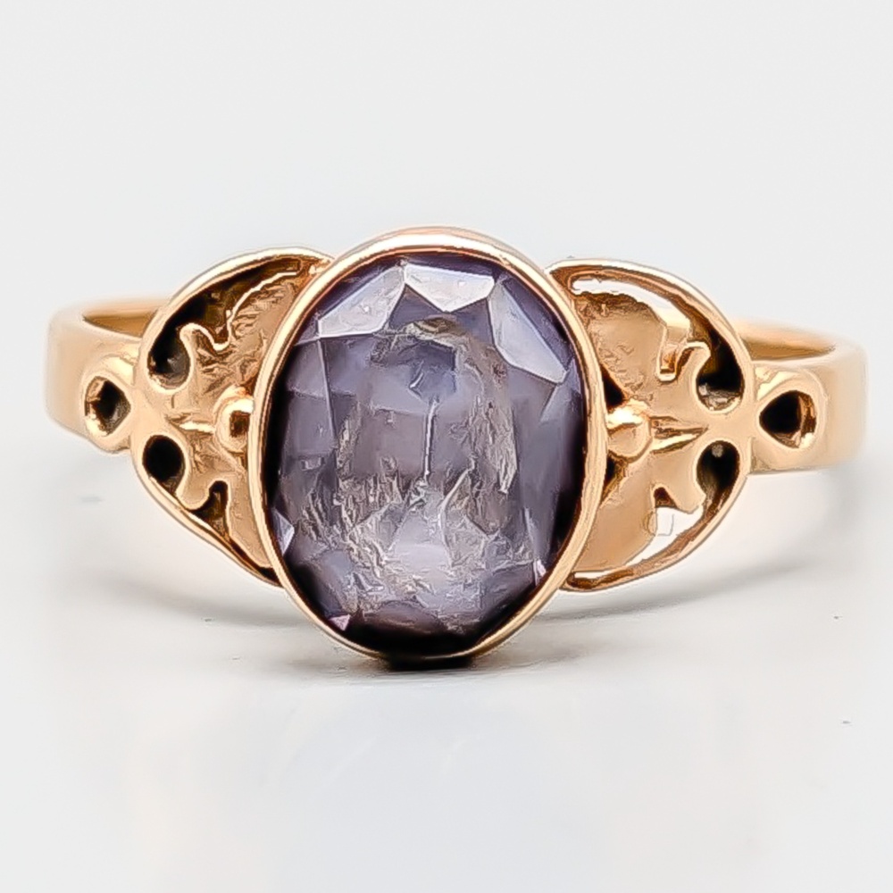 Ring i Guld med Lila Sten 14K 3.2g 17mm