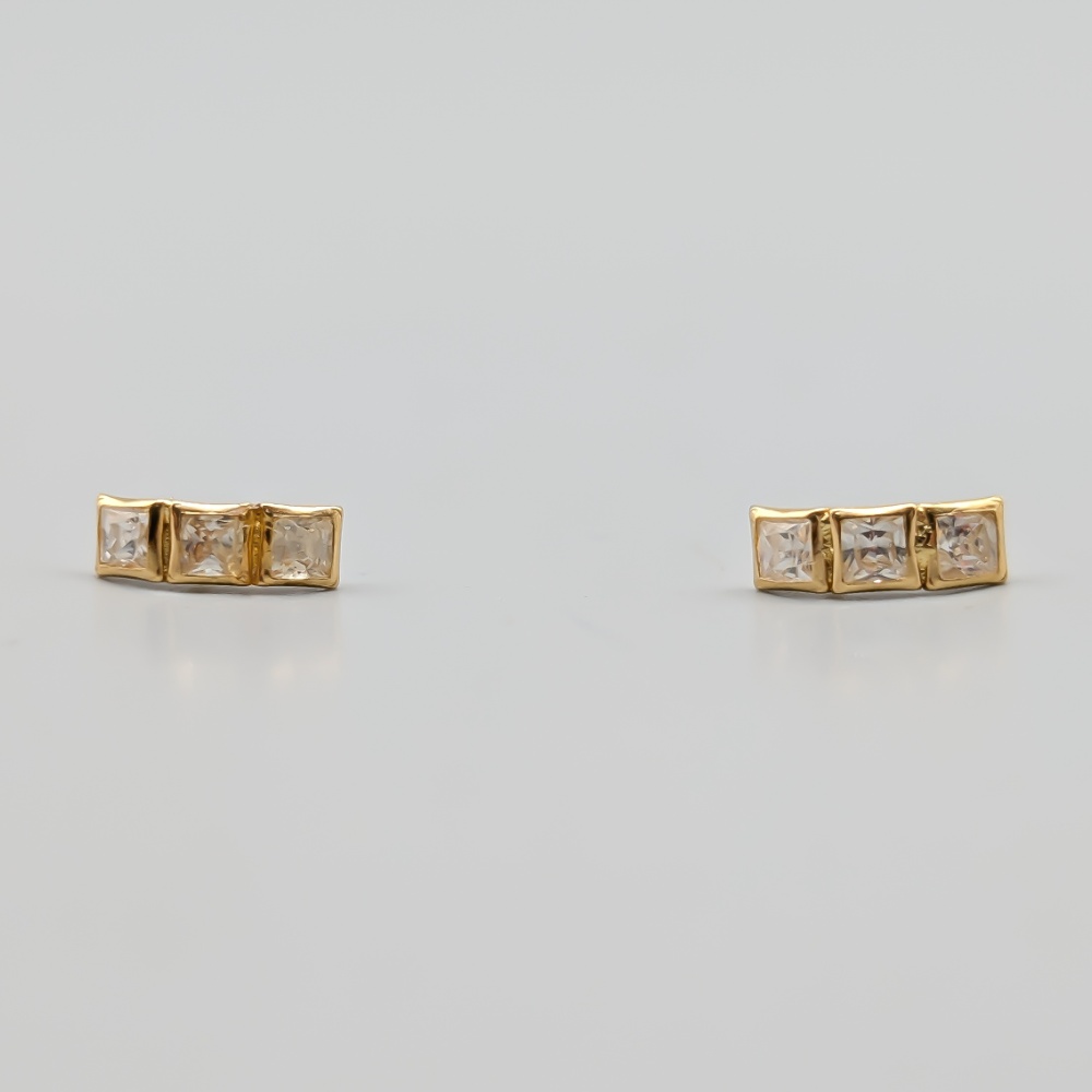 Örhängen i Guld med Vita Stenar 18K 0.7g 10mm