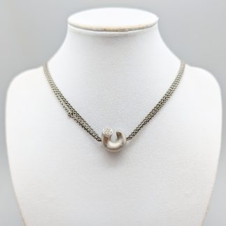 42cm Ole Lynggaard Collier med Lås Vitguld med Diamanter och Halsband i Silver 14K 19.26g