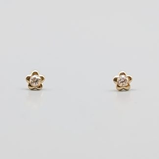 Örhängen i Guld med Vita Stenar 18K 0.28g 4mm