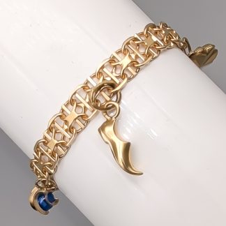 19cm X-Länk i Guld med Berlocker 18K 13.95g
