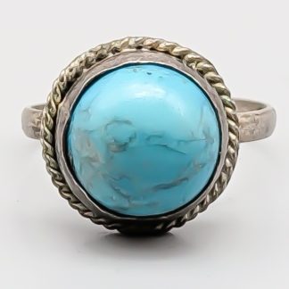 Ring i Silver med Turkos Sten S830 3.4g 18.25mm