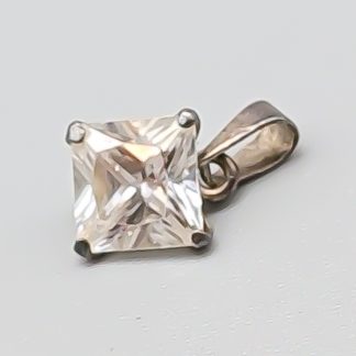 Hänge i Silver med Vit Sten S925 0.52g 6mm
