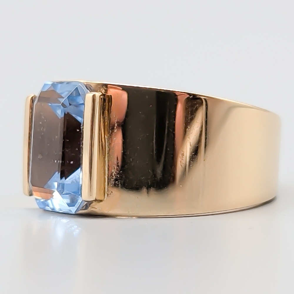 Art Metall Cocktailring i Guld med Blå Sten 18K 23.31g 17.25mm - Bild 2
