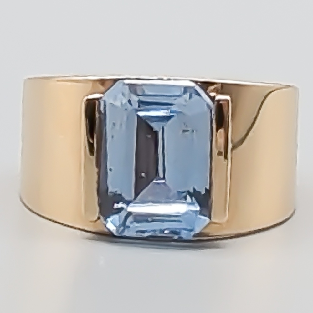 Art Metall Cocktailring i Guld med Blå Sten 18K 23.31g 17.25mm