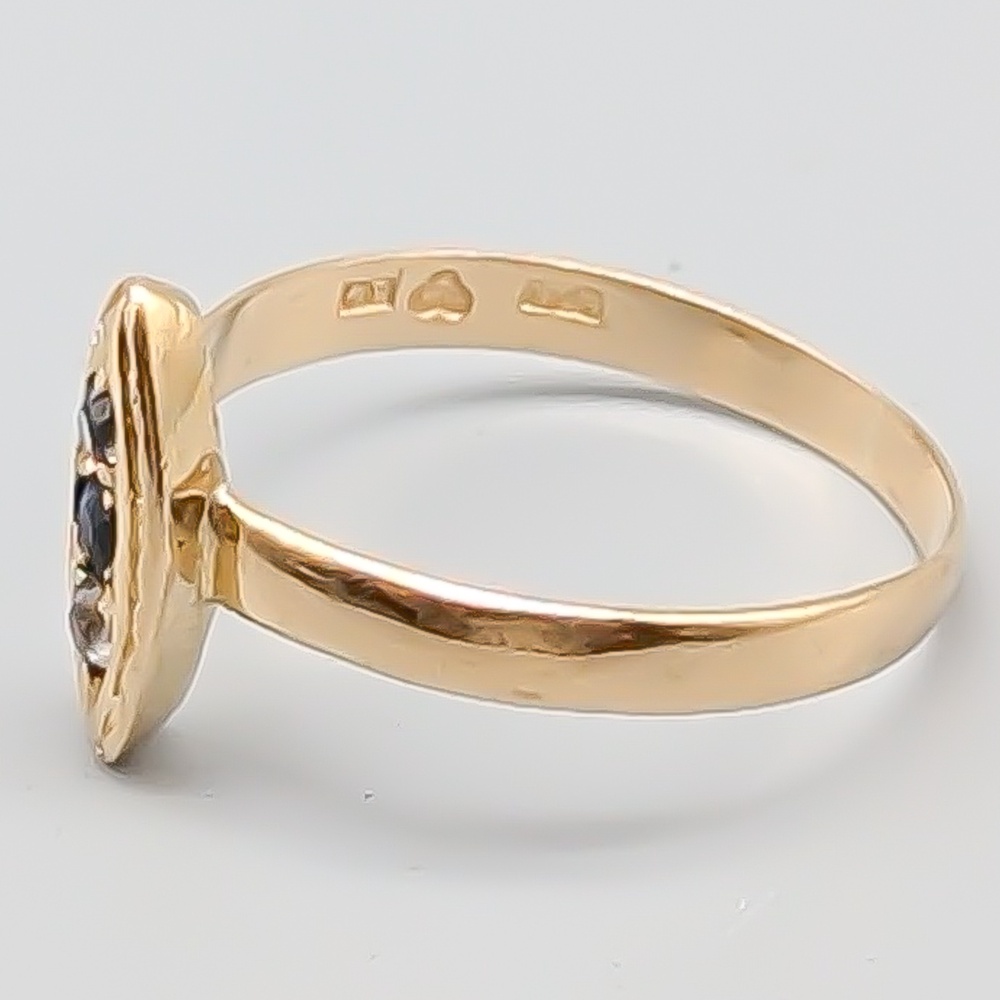 Ring i Guld med Vita och Blå Safirer 18K 1.79g 17mm - Bild 3