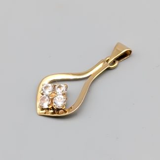 Hänge i Guld med Vita Stenar 18K 0.64g 19mm