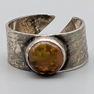 Ring i Silver med Orange Sten S925 4.51g 17mm