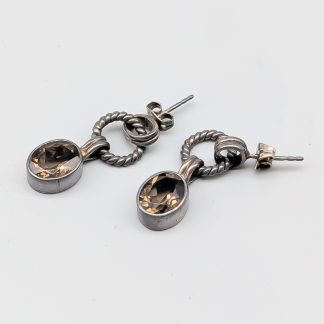 Örhängen i Silver med Bruna Stenar S925 6.49g 30mm