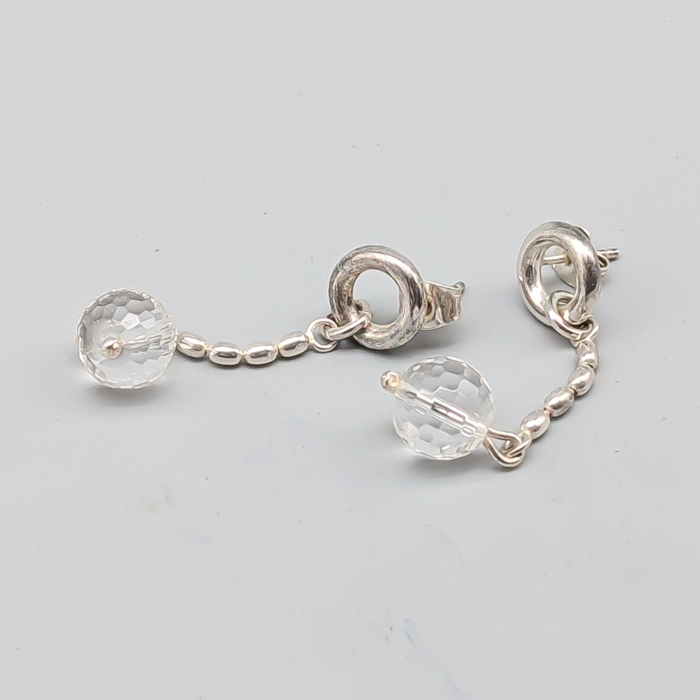 Örhängen i Silver med Vita Stenar S925 7.02g 48mm