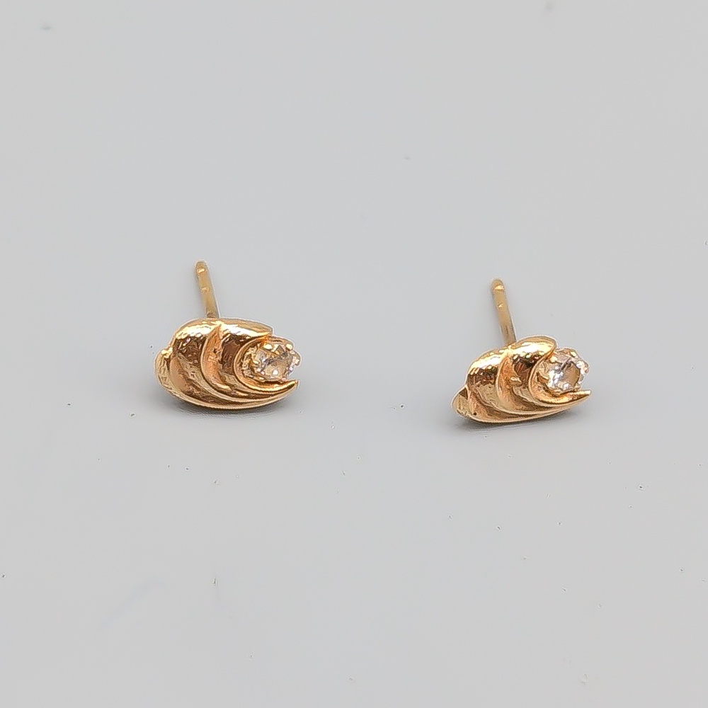 Örhängen i Guld med Vita Stenar 18K 0.4g 8mm - Bild 2