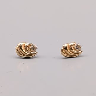 Örhängen i Guld med Vita Stenar 18K 0.4g 8mm