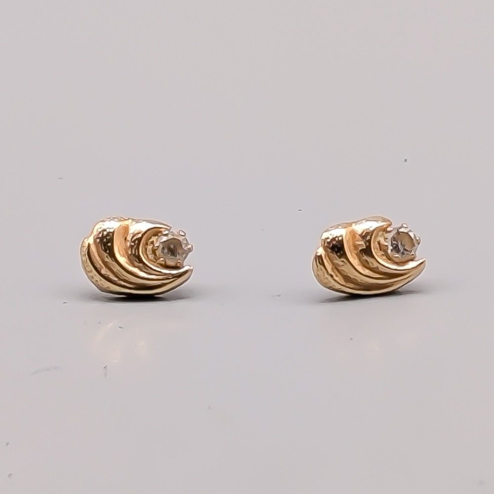 Örhängen i Guld med Vita Stenar 18K 0.4g 8mm