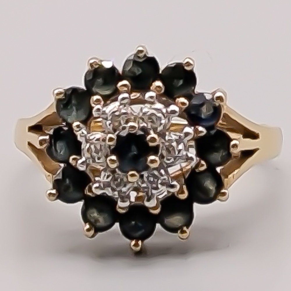 Diamantring i Guld med Safirer 18K 4.01g 17.25mm