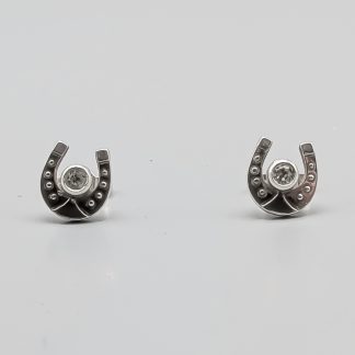 Örhängen i Silver med Hästskor med Stenar S925 1.85g 9mm