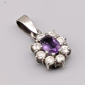 Hänge i Silver med Lila och Vita Stenar S925 1.3g 11mm