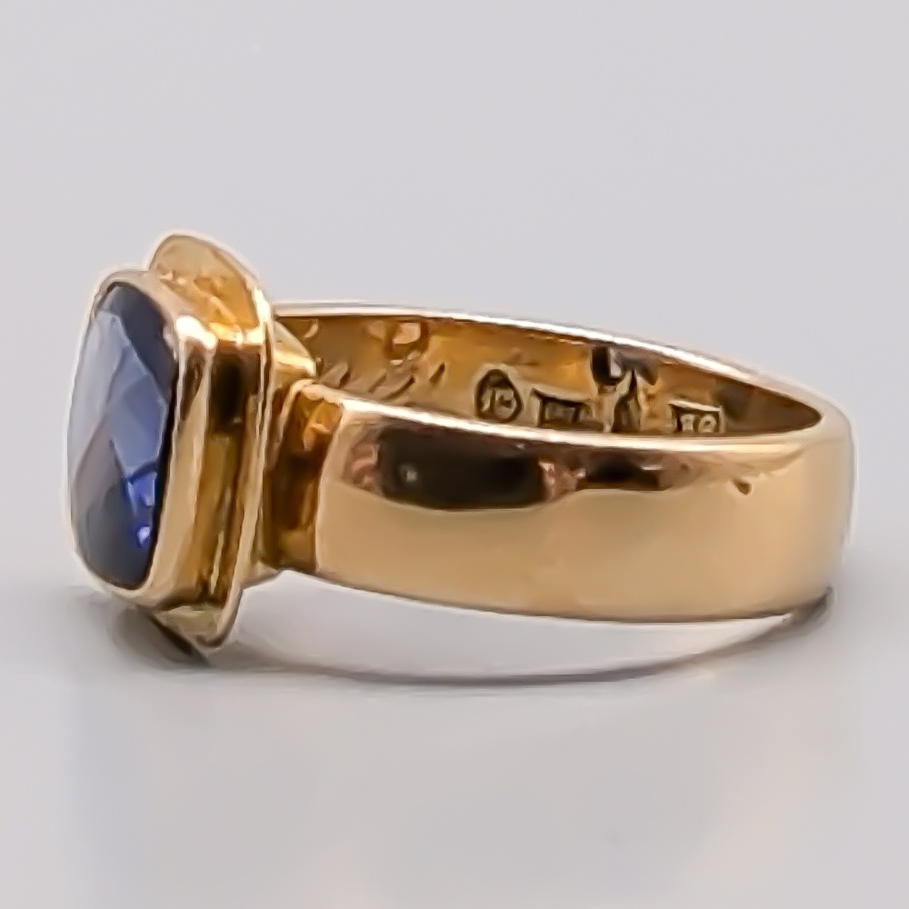 Ring i Guld med Blå Sten 18K 7.13g 18mm - Bild 2