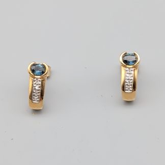 Diamantörhängen i Guld med Blå Safirer 18K 2.12g 13mm