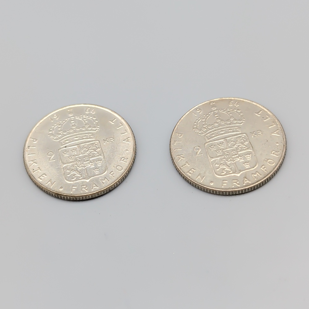 2 st 2 kr Sverige 1964 S400 28.27g 32mm